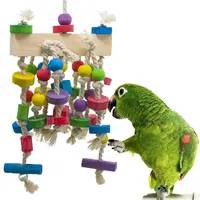 Parrot Bite Toy Wooden Bird Supplies Bird Cage Accessories Colored Parrot Toy Bird Toy 1