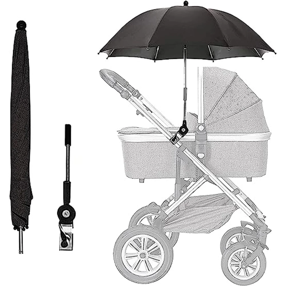 

Baby Stroller Parasol, Sun Shade, Waterproof Universal Umbrella with Clamp, 360 Degree Adjustable UV Protection Stroller