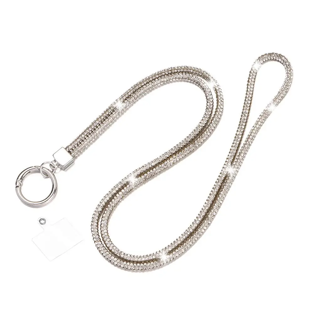 Sparkling Rhinestone Phone Lanyard with Anti-Lost Chain Strap