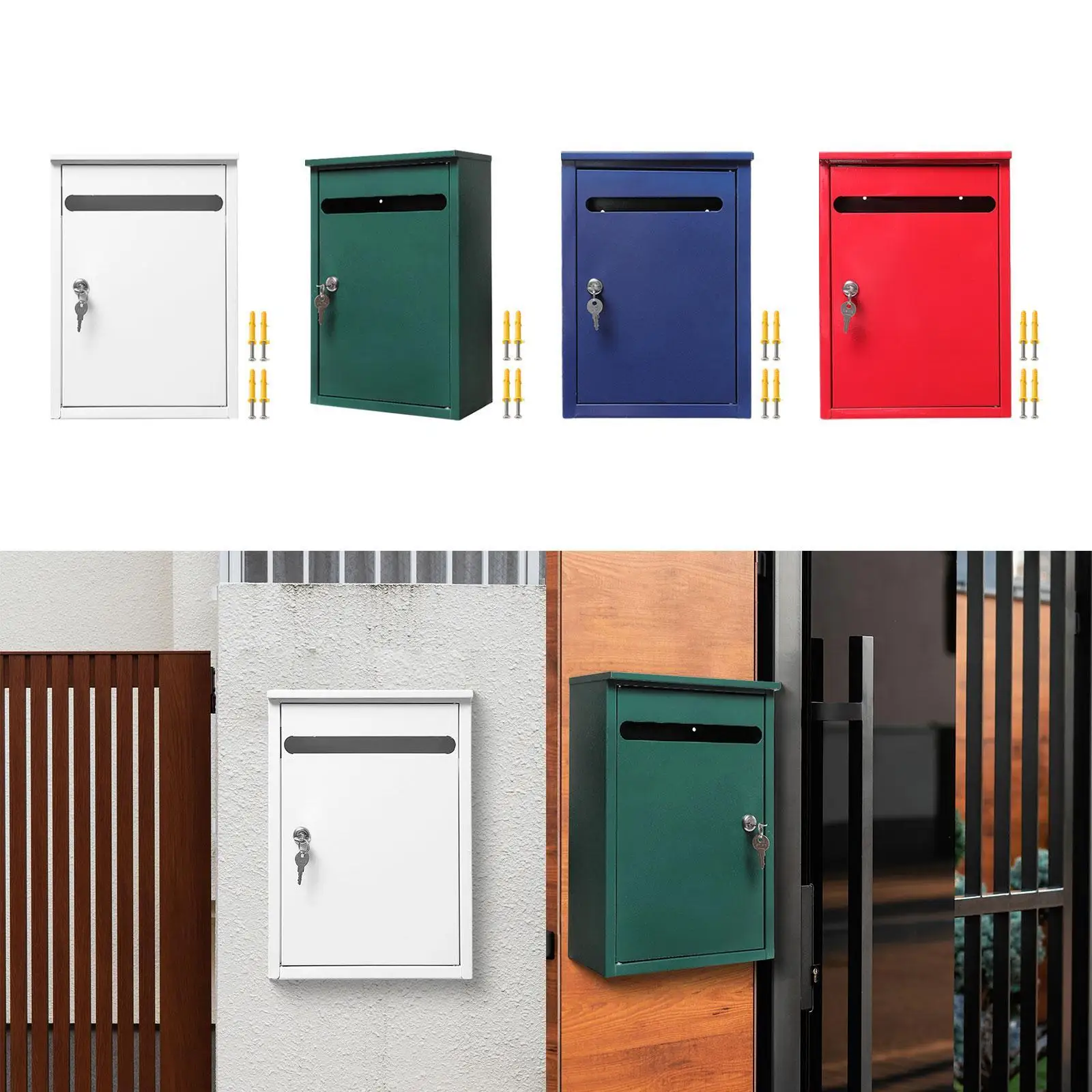 Wall Mount Lockable Mailbox Heavy Duty Package Drop Family Residence Rust Resistant Decorative Office Building Large Drop Box