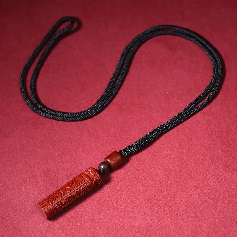 Natural Cinnabar Shurangama Mantra Sutra Pendant Purple Gold Sand Protective Talisman Men and Women's Natal Year Necklace