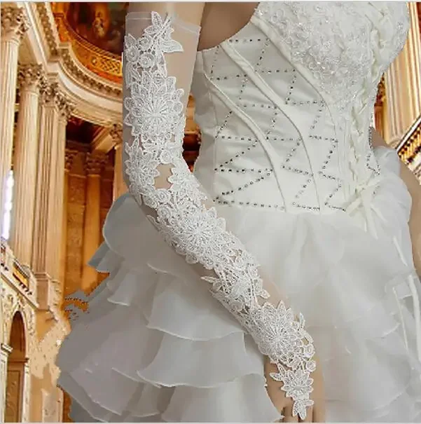 

Bride Hollow Lace Wedding Gloves Length Bridal Gloves White Ivory Fingerless Long Wedding Accessories 2024