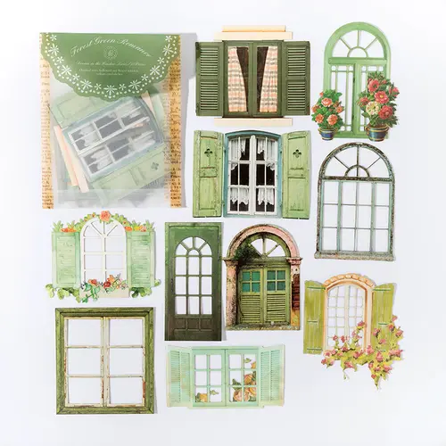 10 Sheets Vintage Hollow Door Window Sticker Diy Diary Decoration Plant Flower INS Sticker Album Scrapbooking Kawaii Stationery - Image 7