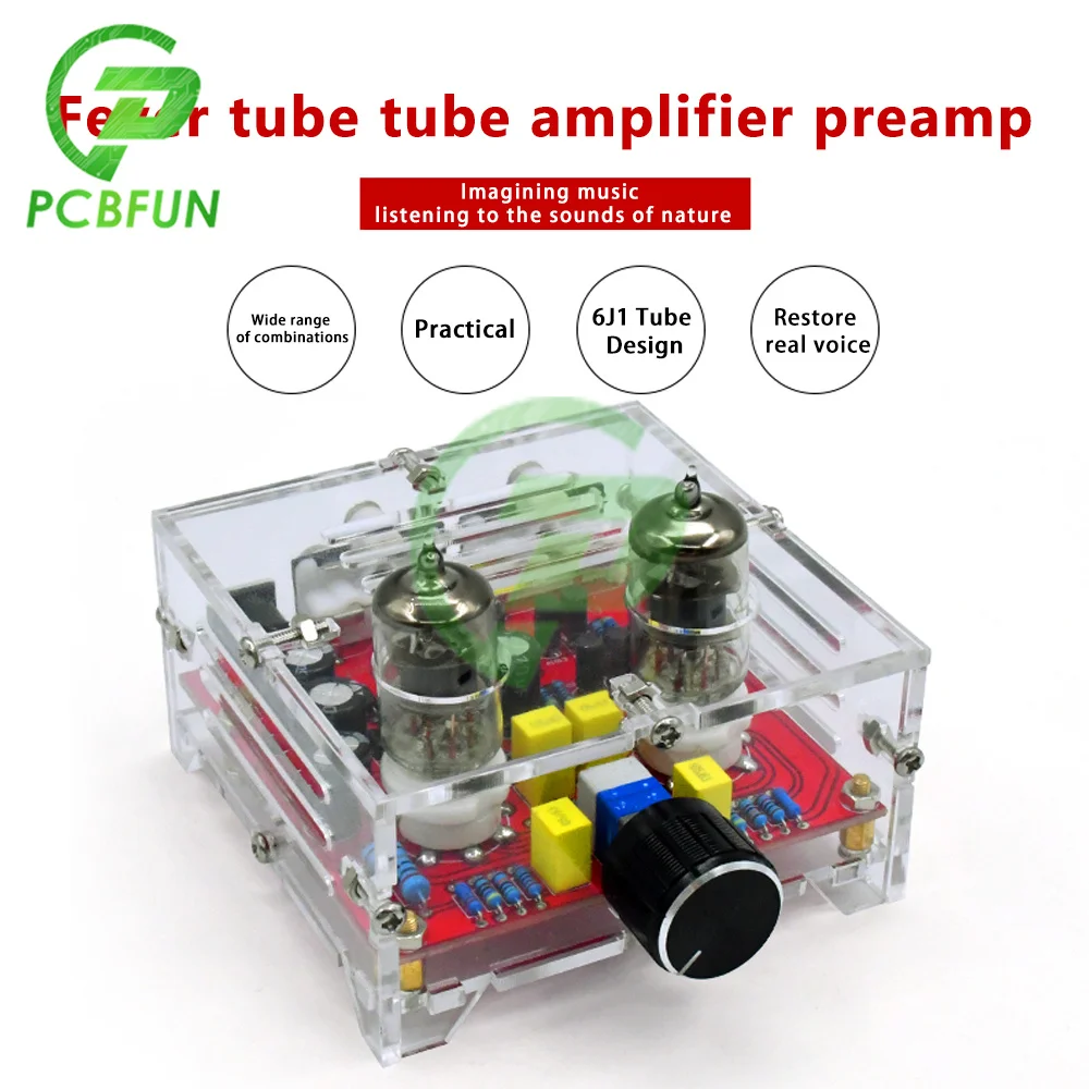 XH-A201 HIFI 6J1 Class A Bile Tube Preamplifier Amplifier Finished Power Board with Acrylic Case |
