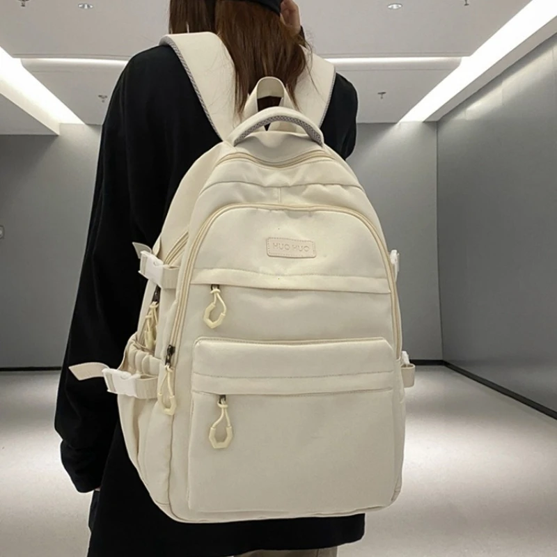 Black Solid Color Backpack for High School Students