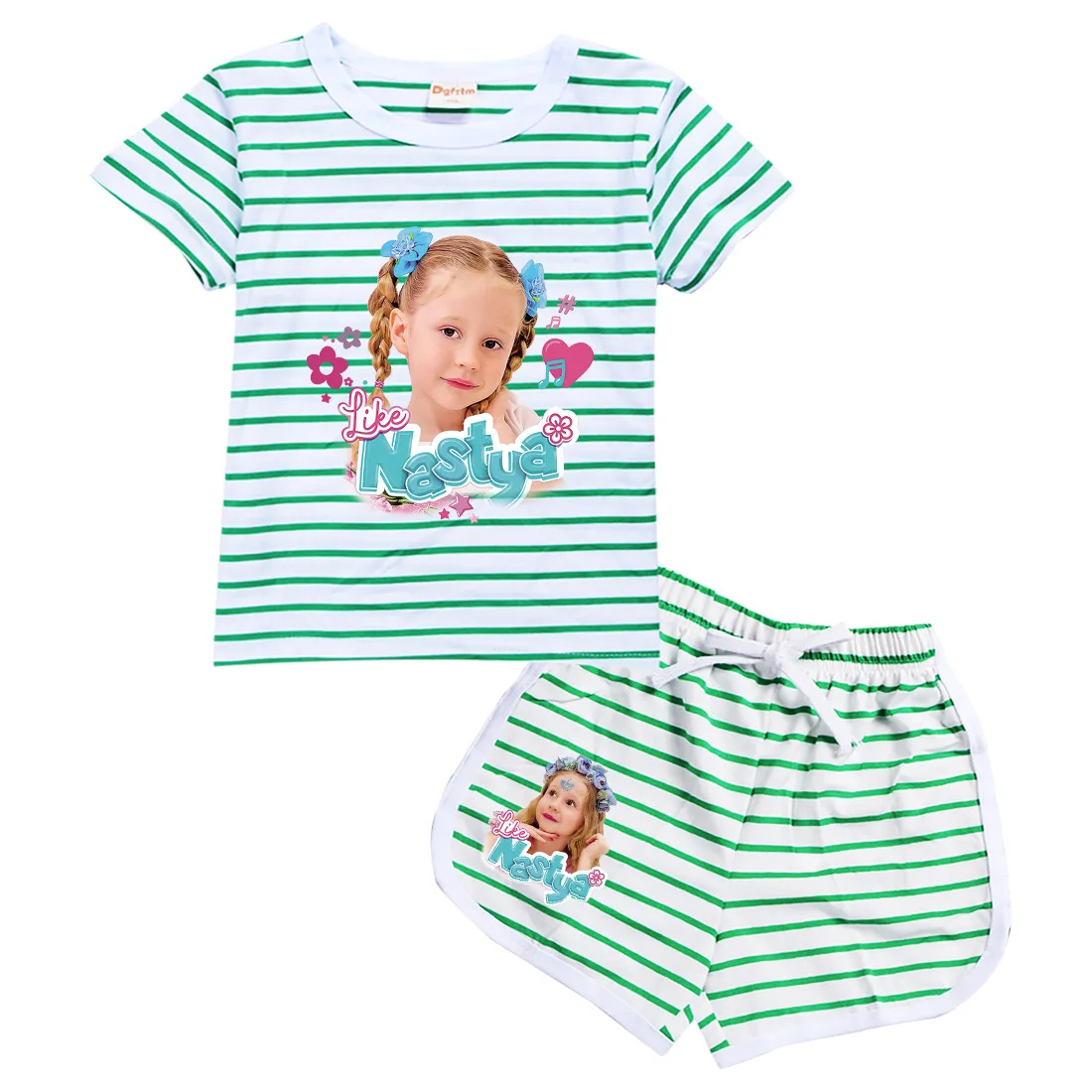 Like Nastya Toddler Girls Clothes Summer Pajamas Beautiful Short Sleeve T Shirt + Shorts Costume Girls Casual Sportswear Set