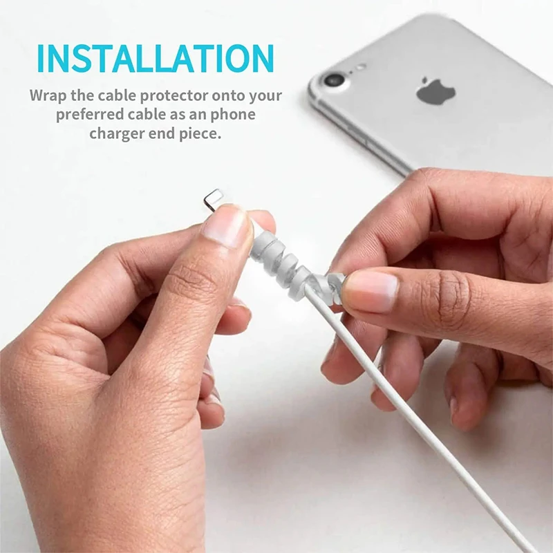 Cable Protector Cover Silicone Bobbin Winder for IPhone 13 Samsung S21 Xiaomi Poco Cable Charger Cord Organizer Clip 10PCS