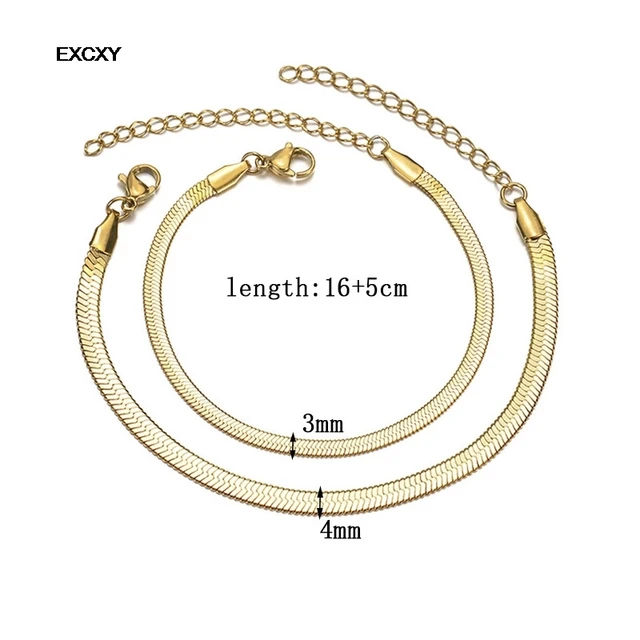 Bracelet minimaliste à chevrons couleur or, chaîne serpent plate, empilable délicat pour femmes, bijoux faits à la main, cadeaux, vente en gros