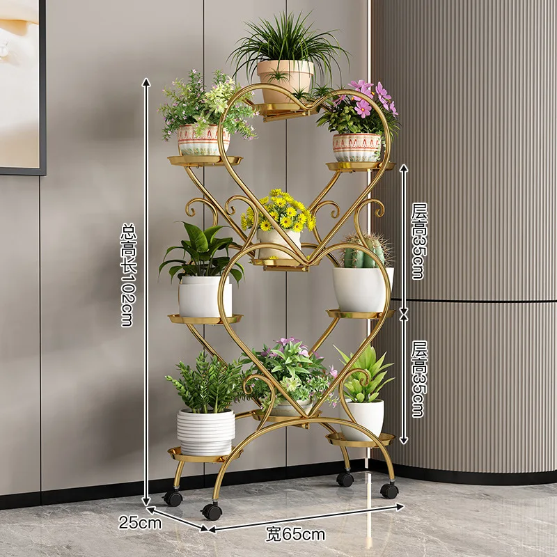 Flower Stand Balcony Storage Rack Indoor Decoration Living Room Simple Flower Pot Stand Floor-standing Multi-layer Green Radish - 2