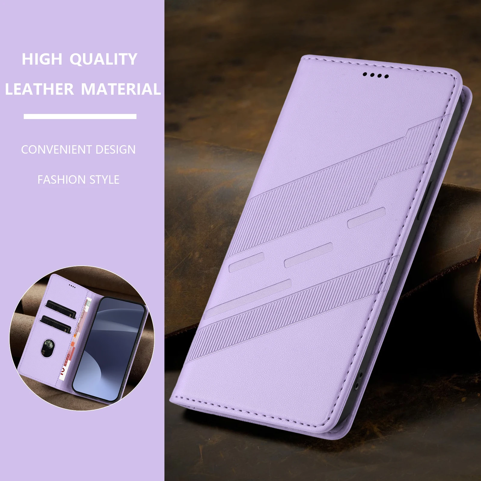 Luxury Leather Retro Wallet Flip Case with Magnetic Closure - Full Coverage Phone Cover