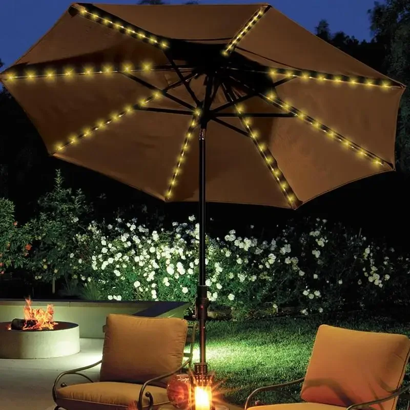 104 LED Parasol Garden Umbrella Light Outdoor Terrace Waterproof Solar Powered Lamp String for Garden Patio Fairy Lights Decor