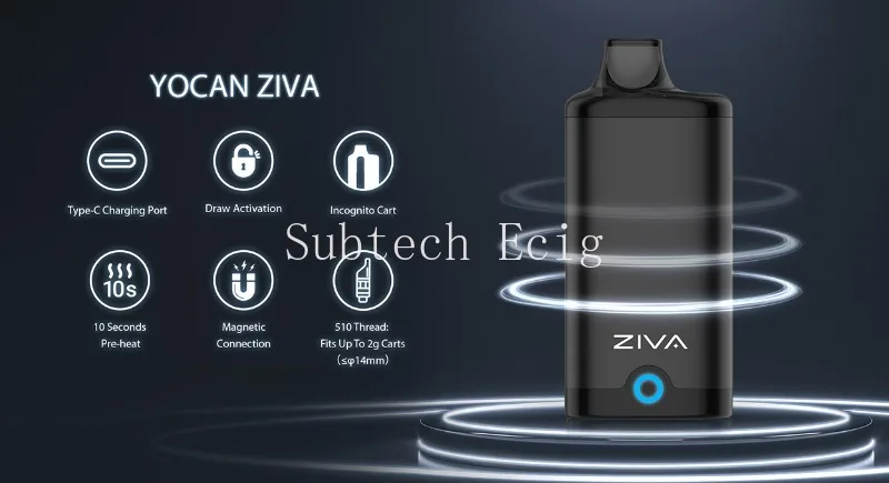 Yocan Ziva Vape Pen Batterie Mod 650mAh wiederauf ladbare Typ-C-Lade-Vape-Stifte für Gewinde dicke Öl wagen Patronen_S5ca32aa4ee2a4af79ee1ba0e9653ed46c