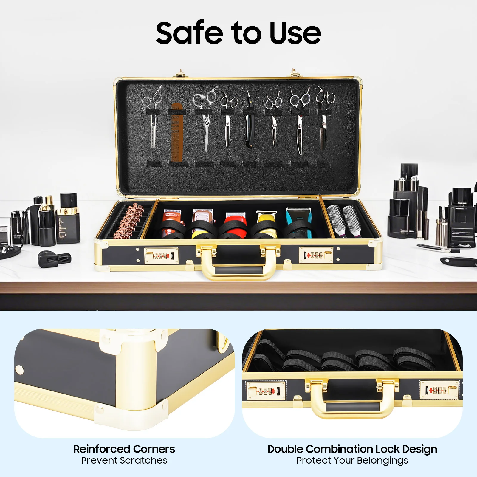 Barber Carrying Case Barber Case, Stylist Tool Box Professional Salon Hair Cutting Grooming Kit Storage Organizer for Clippers