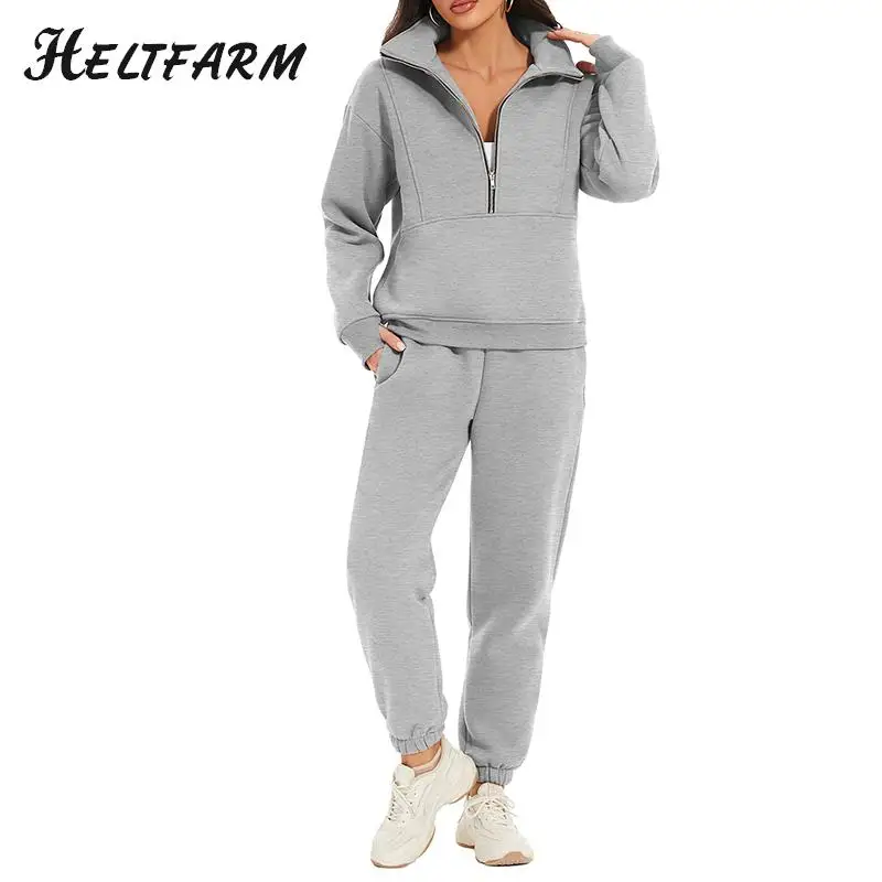 

Womens Sweat Sets Fleece Sweatsuit 2 Piece Outfit Half Zip Sweatshirt Sweatpants Joggers Tracksuit Set