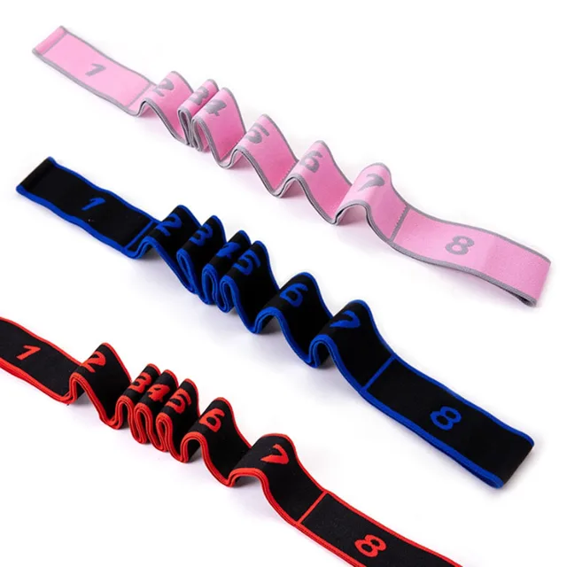 Yoga Pull Strap Belt Polyester Elastic Latin Dance Stretching Band 8 Loops Yoga Pilates GYM Fitness Exercise Resistance Bands 2