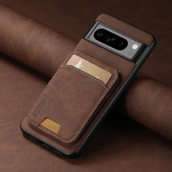 SUTENI Luxury Faux Leather Stand Card Holder Phone Case with Frosted Finish - Google Pixel 8 Pro (Brown)