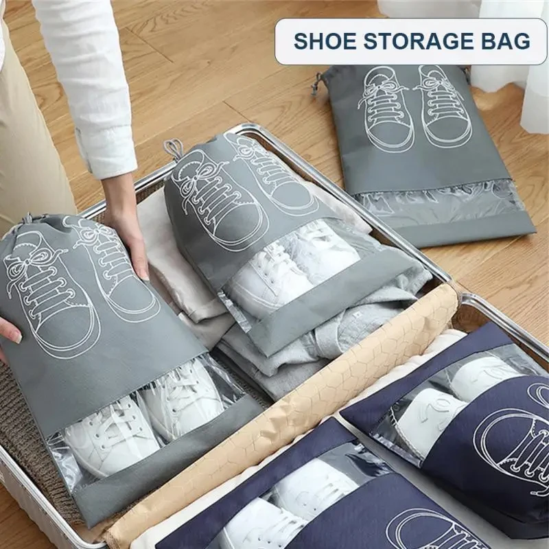5/10pcs Shoes Storage Bag Closet Organizer Non Woven Travel Portable Bag Waterproof Pocket Clothing Classified Draw Hanging