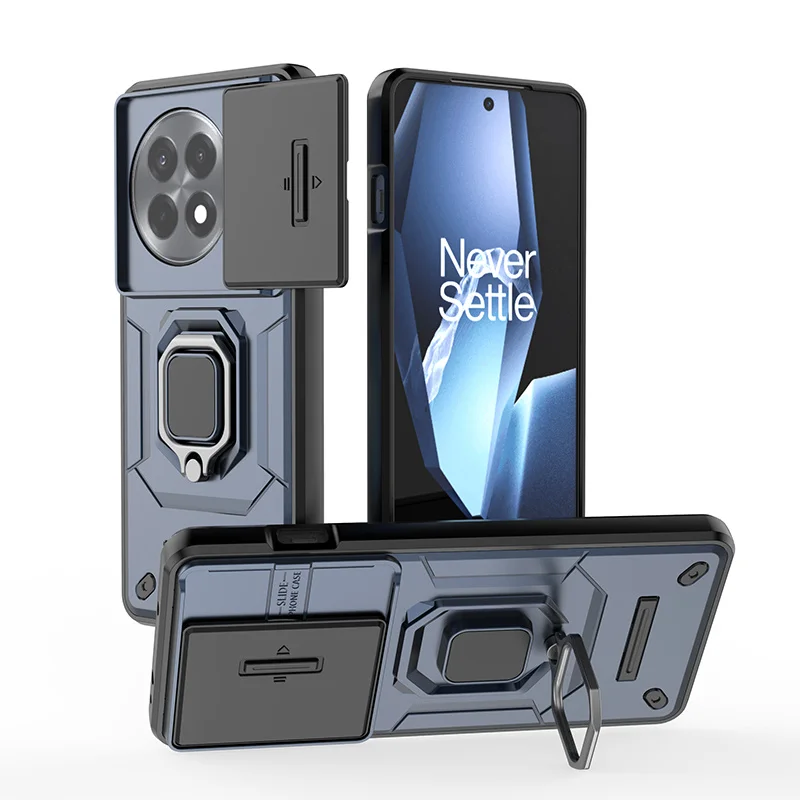 Enhanced Armor Case with Slide Lens Camera Protection and Magnetic Holder Ring