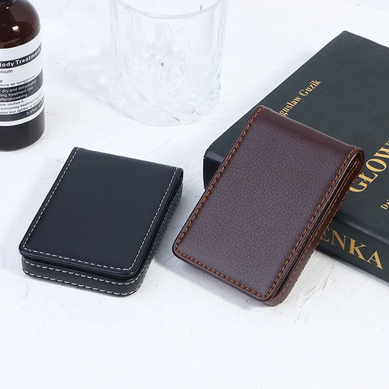 

Leather Vertical Section Organizer Desktop Storage RFID Magnetic Anti-theft Gift 1pc Credit Card Case Business Card Holder