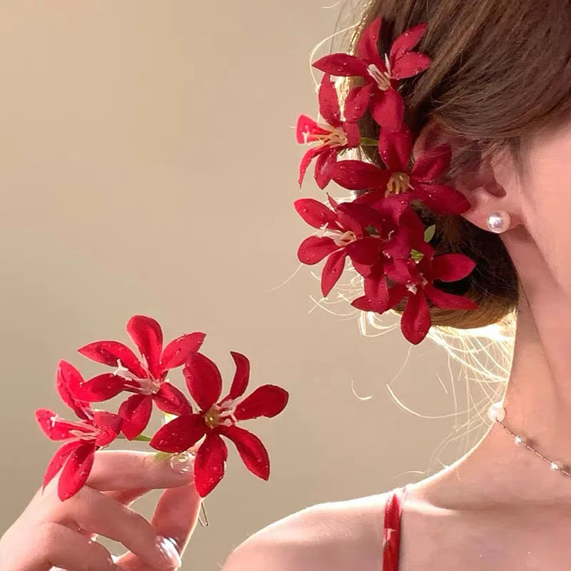 Sommerliche Strand-Haarspangen mit Blumen, neue süße Blumen-Haarclips, Haar-Accessoires für Frauen und Mädchen, Party-Haar-Accessoires – Detail 6