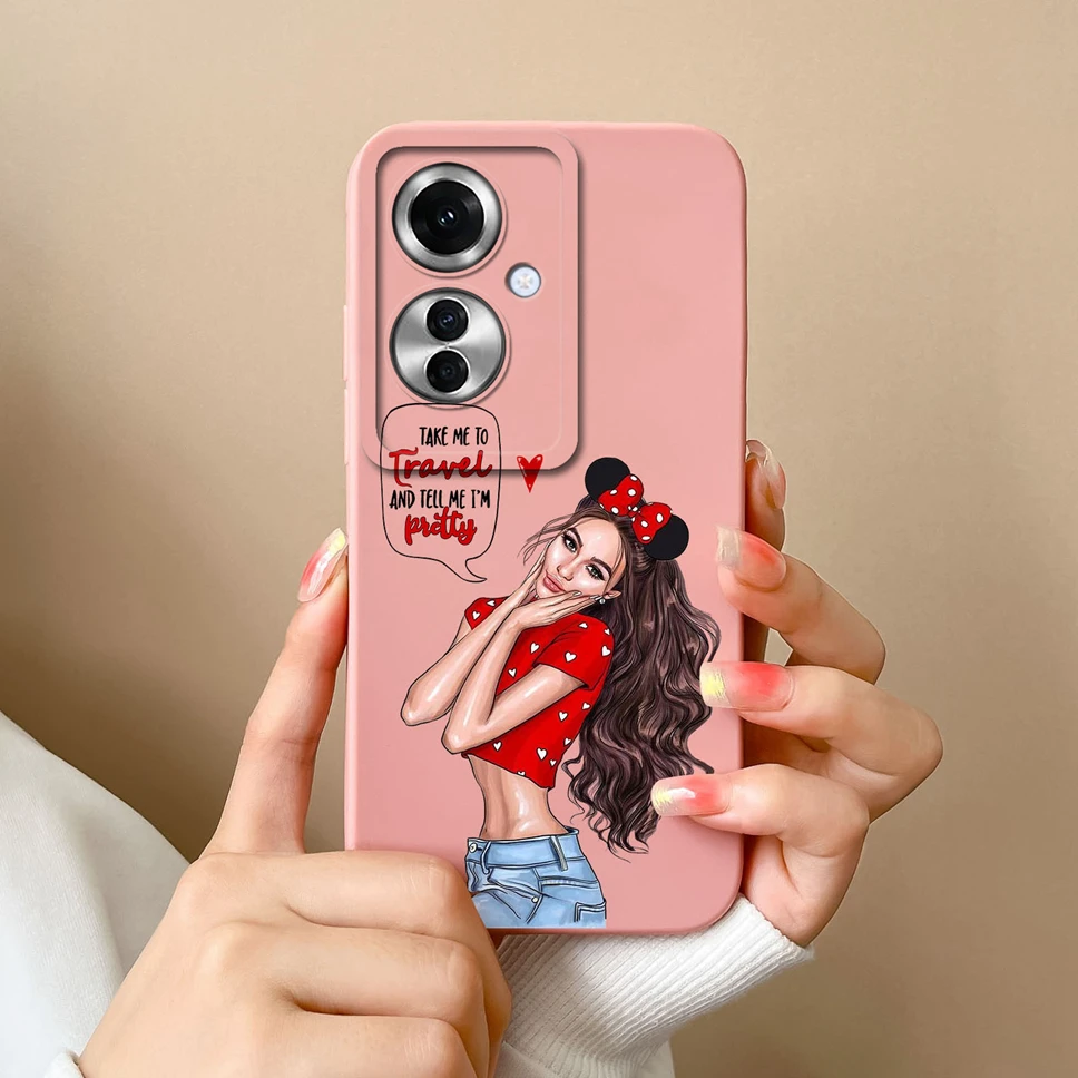 Stylish Cute Girl Shockproof Liquid Phone Cover - Smooth and Fashionable Design