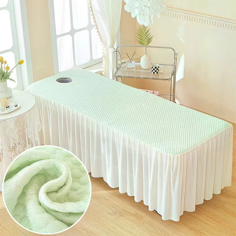 Summer Cool Bedskirt for Beauty Salon Full Cover Skin-Friendly SPA Massage Table Bed Cover Sheet Bed Skirt Colchas with Hole