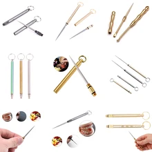 

1PC Titanium Outdoor Portable Multifunctional Toothpick Bottle Fruit Fork Camping Tool Toothpick Tube Stronger Than Dental Floss