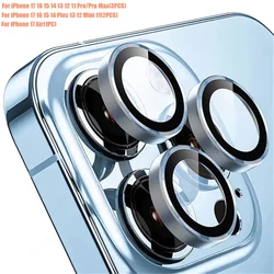 Premium Tempered Glass Camera Lens Protector with Metal Ring - iPhone 15 (Sierra Blue)