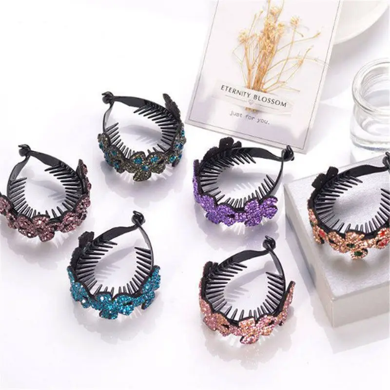 

Comb Hairpin Ponytail Bun Holder Crystal Clamp Rhinestone 2 *3 inch Claw