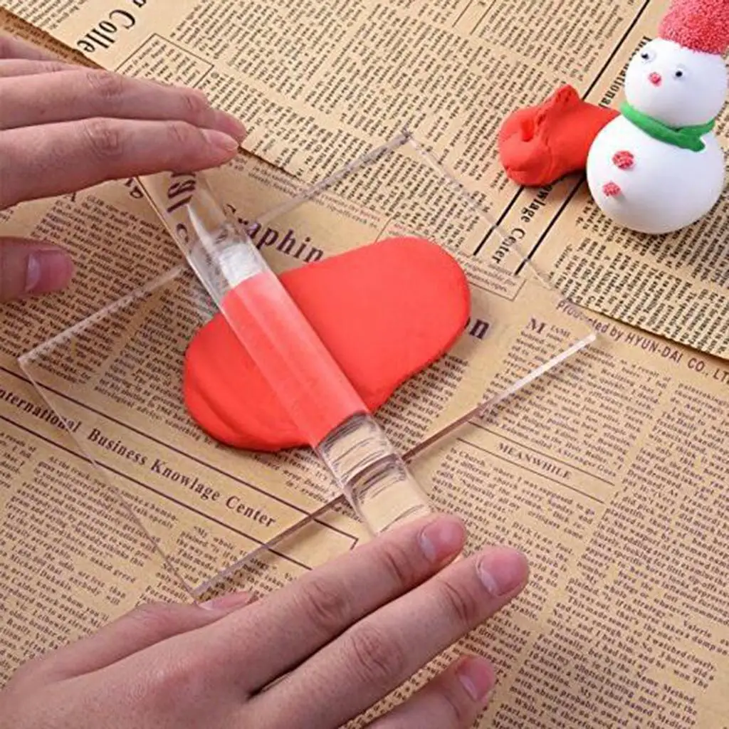 Acrylic Clay Roller with Acrylic Sheet Non-Stick Rollers for Shaping and Sculpting 2pcs Polymer Tool polymer clay tools clay sculpting tools clay craft tool