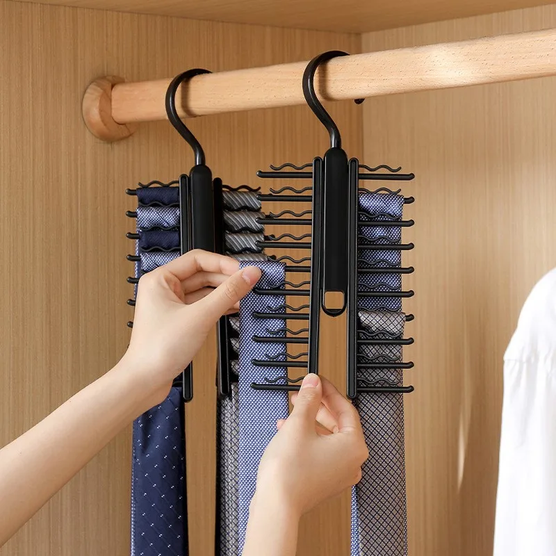 

360 Degree Adjustable Tie Storage Rack Rotating Household Tie Shelf Belt Silk Scarf Artifact Cabinet Organizer Hangers