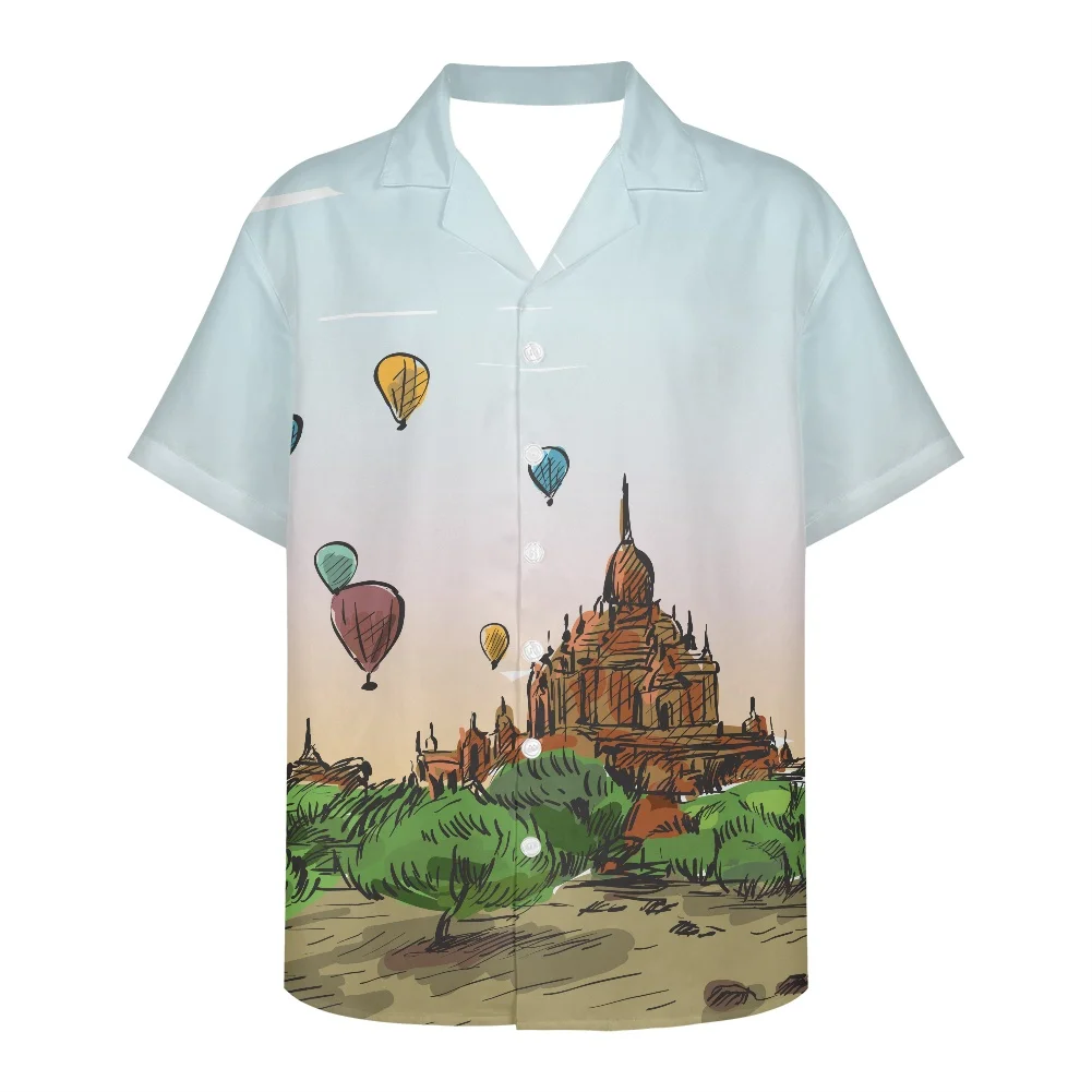 

25 World Famous Scenery Hand-Painted Fashion Mens Short Sleeve Hawaiian Shirt Fast Drying Summer Casual Beach Shirts For Men