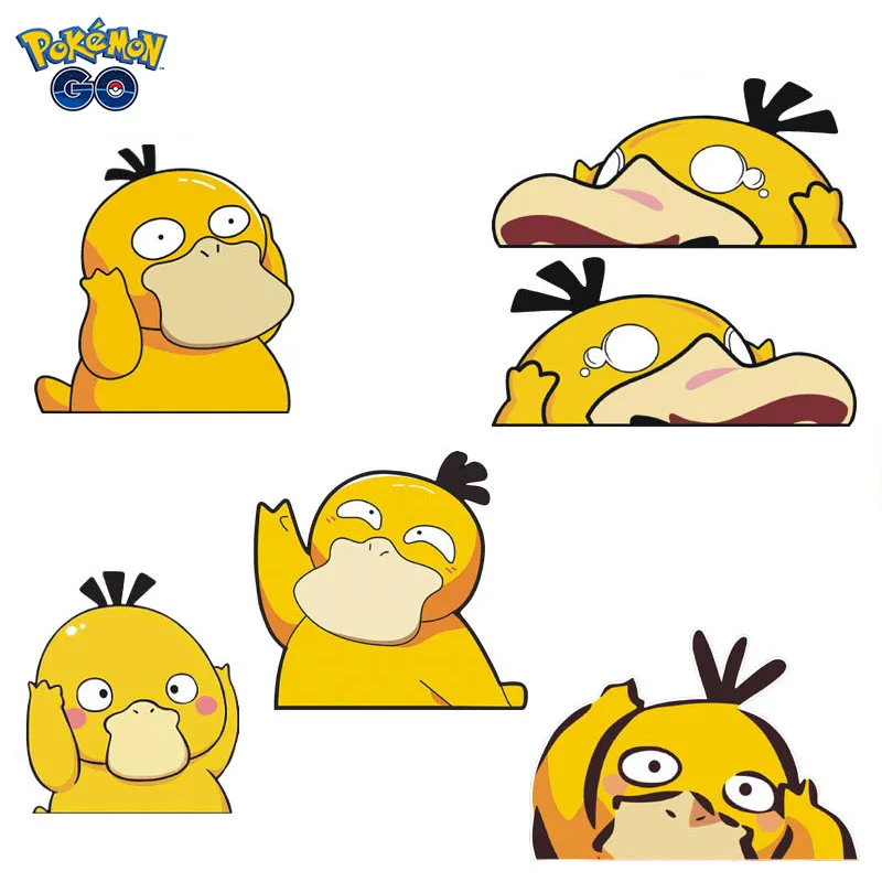 Anime Pokemon Psyduck Car Sticker Pikachu Cartoon Kawaii Personality Stickers Decorative Car Motorcycle Bumper Creative Stickers