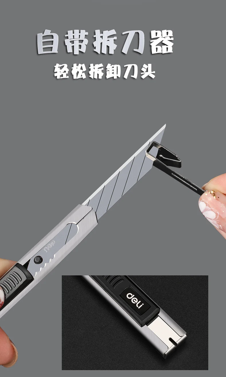 Deli Metal Box Cutters Retractable with 9mm Snap off Blades Razor Knife  Utility Knife for Carton, Cardboard, Paper Cutter