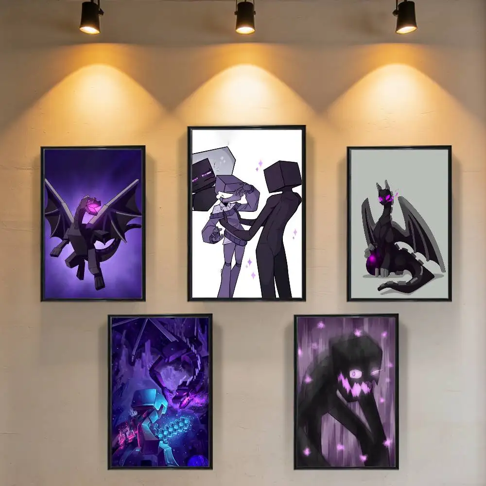 black Ender Dragon game Enderman Poster Prints Wall Art Painting Picture Gift Living Room Bar Restaurant Dec Sticker Large