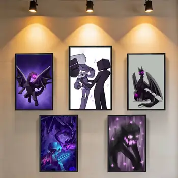 black Ender Dragon game Enderman Poster Prints Wall Art Painting Picture Gift Living Room Bar Restaurant Dec Sticker Large 1
