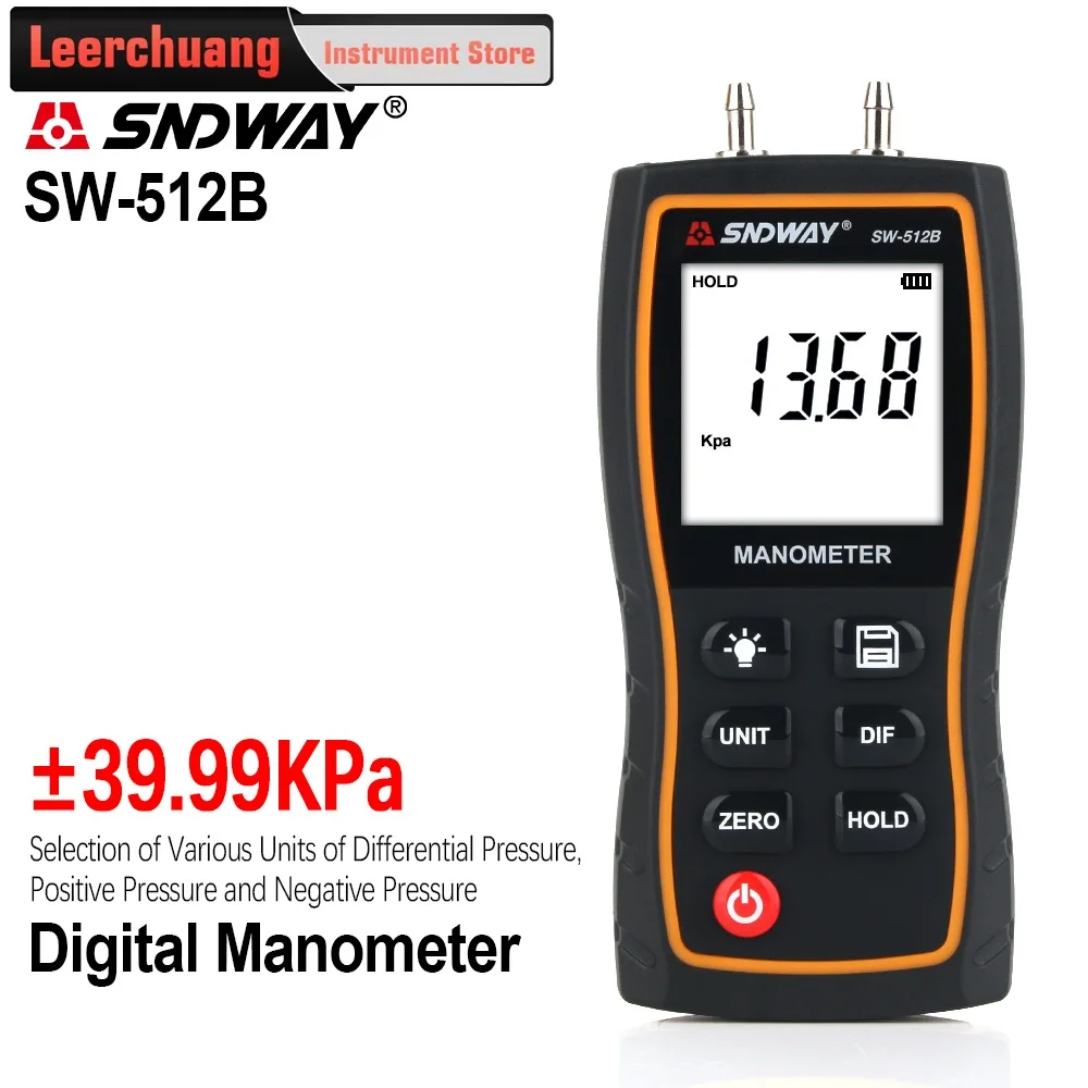 

SNDWAY Digital Differential Manometer Handheld Air Pressure Gauge Negative Vacuum Press Gauge Meter Monitoring Manometro sw 512b