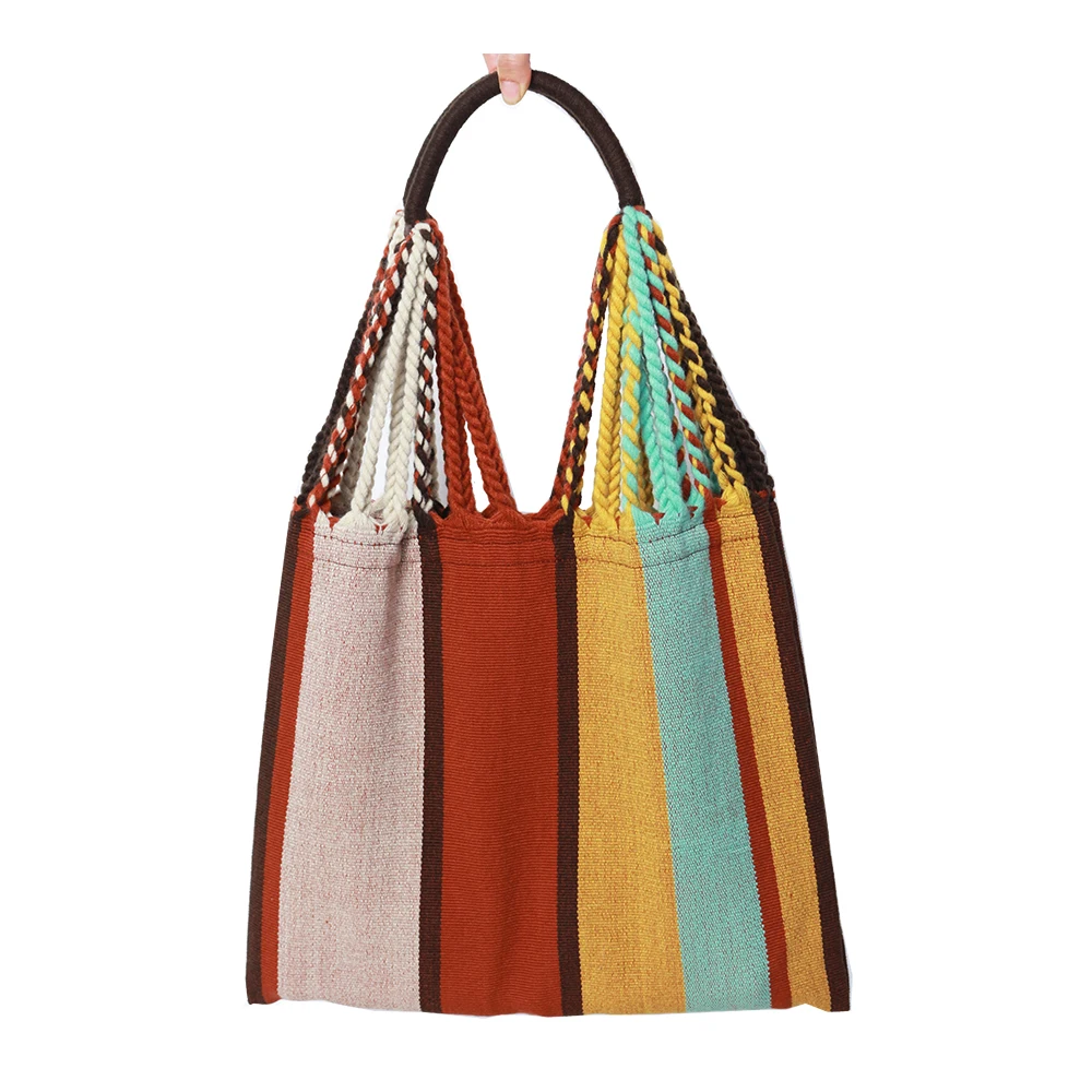 Handbags сумка для путешествий тренд Woven Acrylic Spring Tote Bags Stripe Handmade Sac a Main Femme High Capacity Bolsas