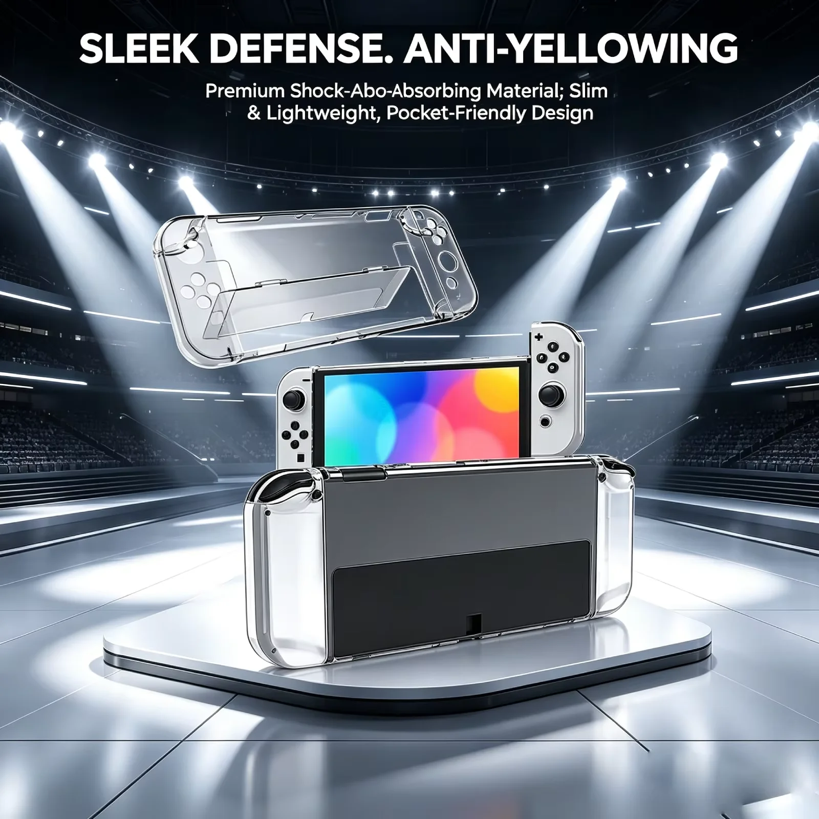 Switch OLED Crystal Case with Built-in Stand - Premium Protective Game Accessory