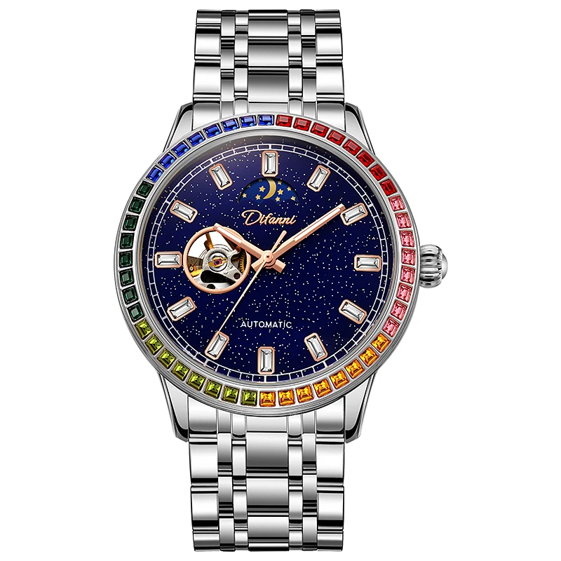 Skeleton Automatische Tourbillon Mechanische Herrenuhr 3Bar Wasserdicht Leuchtende Sonne Mond Sterne Neue Luxusuhr Reloj Hombre_voghion.com