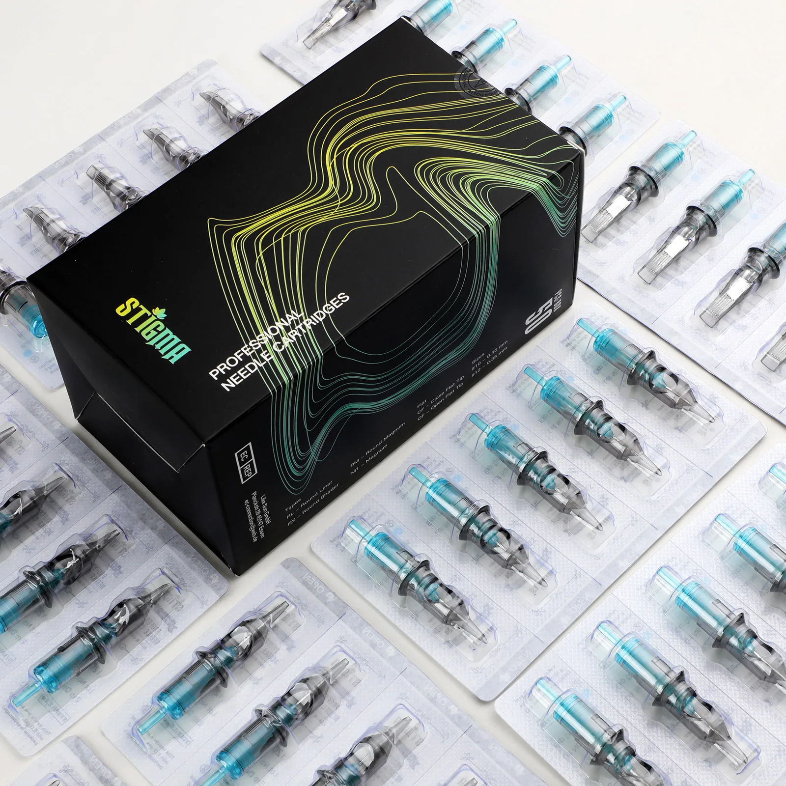 STIGMA 50Pcs High Quality Tattoo Needle Cartridge RL 0.3/0.35MM Blue Disposable Professional Sterilized Safety Tattooing Supply 6
