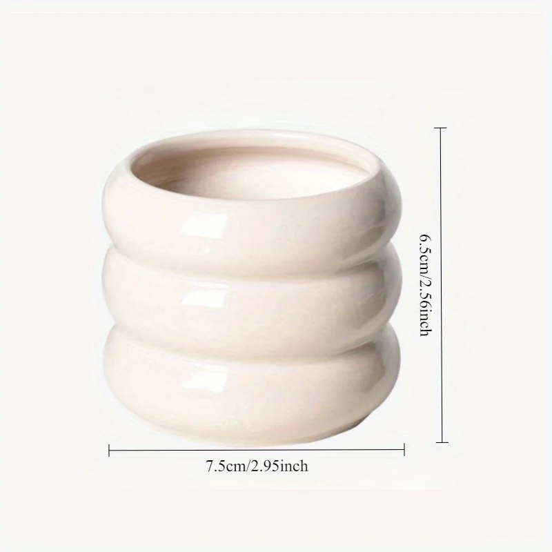 Ceramic creative succulent circle flowerpot simple desktop decoration 4