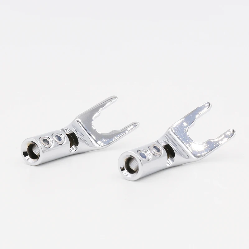 Puro Cobre Ródio Chapeado y Spade Plug Hifi Audio Grade Fork Plug para Alto-falante Cabo Conector Pcs - Image 3