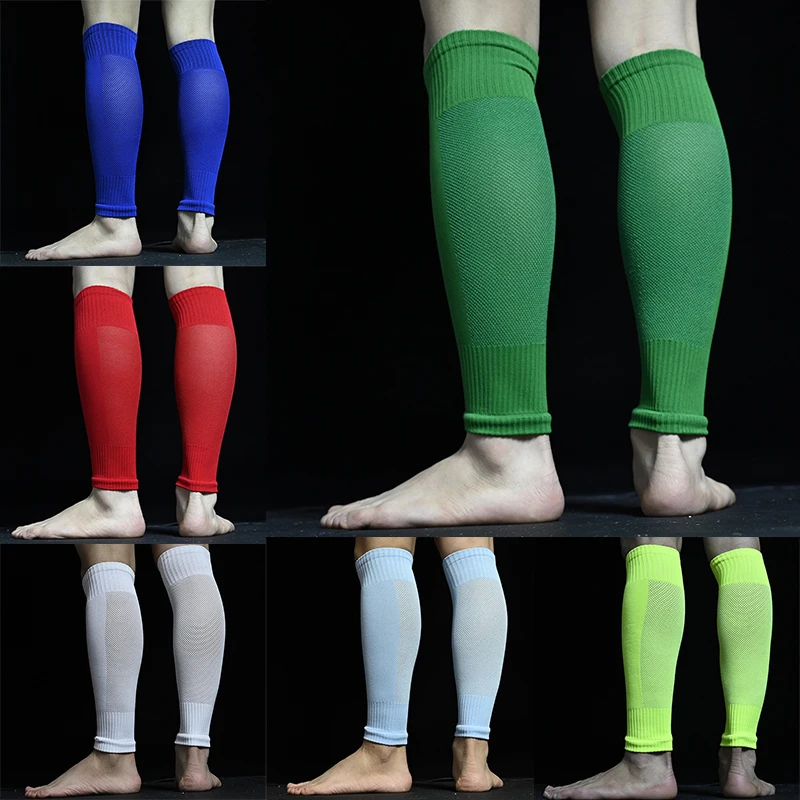 Calcetines de fútbol transpirables sin pies, espinilleras profesionales de  fútbol, calentadores de piernas fijos, paquete de pies para proteger la  pantorrilla