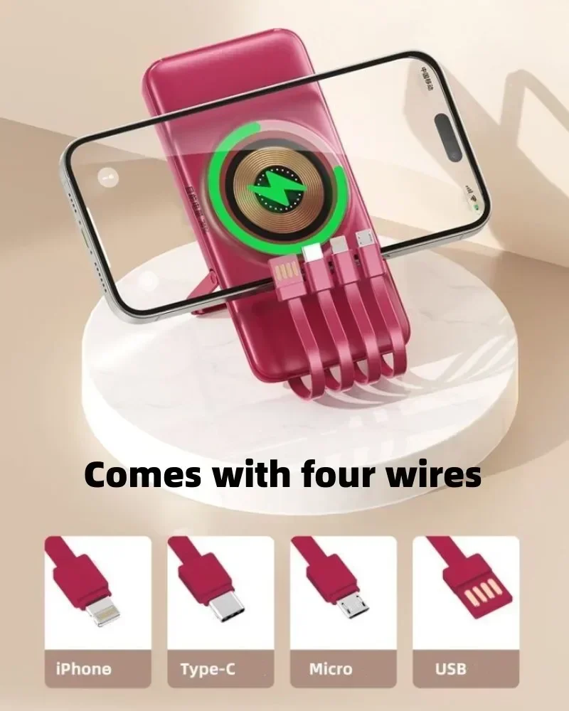 

Портативный внешний аккумулятор со встроенным кабелем, три в одном, прочный источник питания, ультрабыстрая флэш-память 30000 мАч, магнитное всасывание