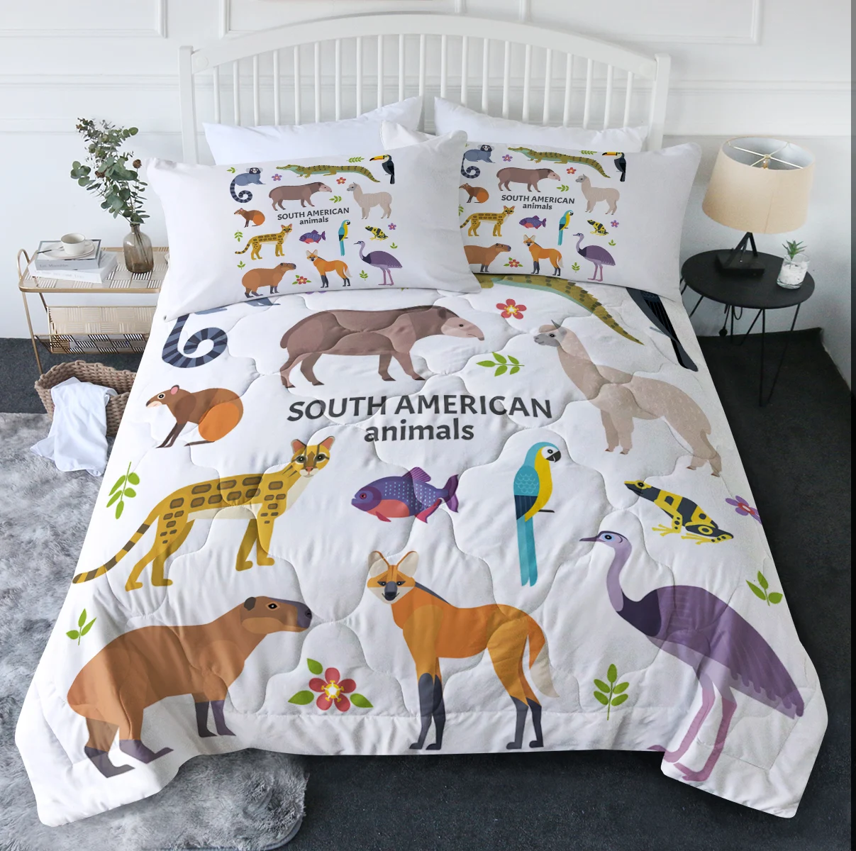 

Милое цифровое постельное белье с изображением животных, лиса, тигр, попугай