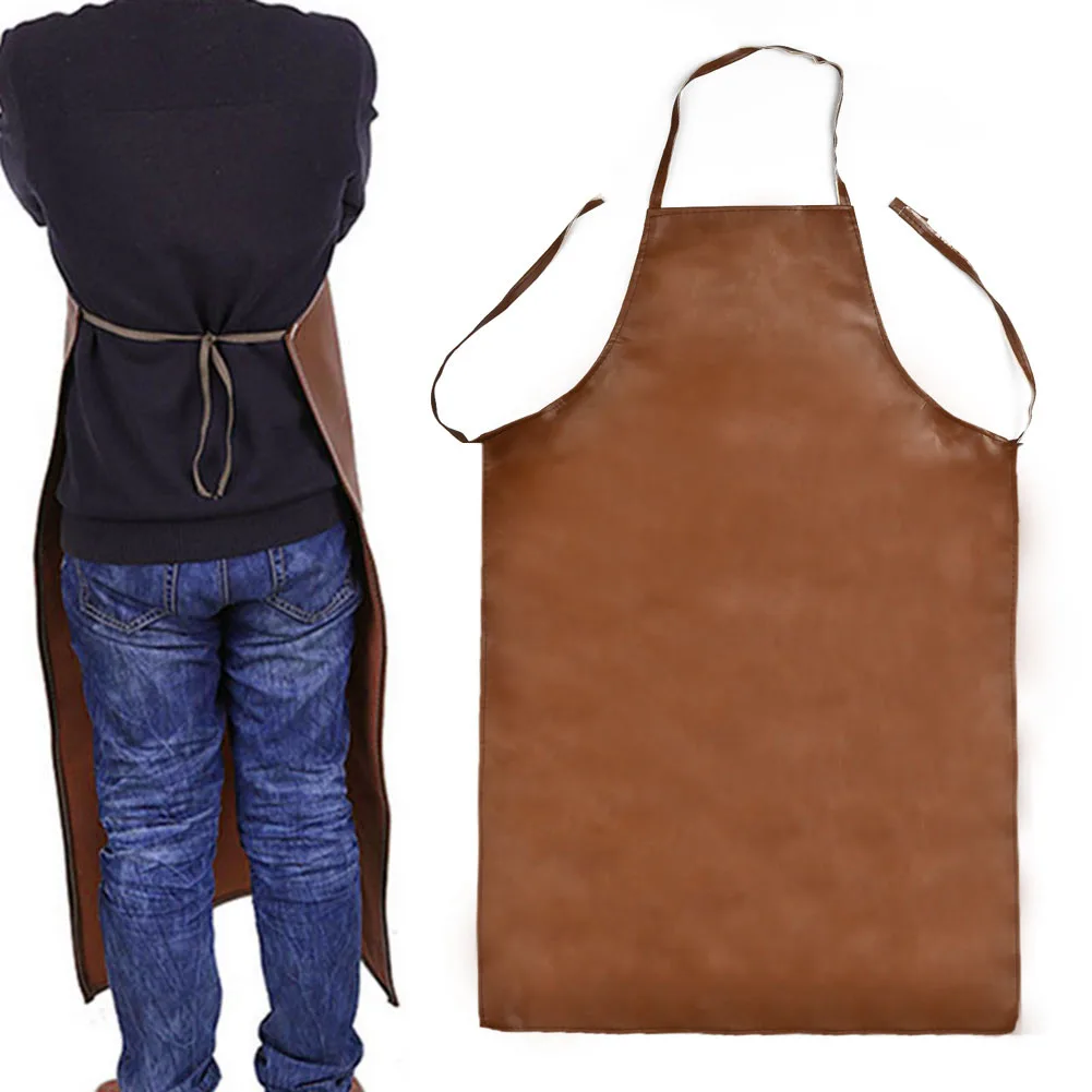 Leather Welding Apron Polyurethane Heat Flame Resistant Welding Anti-Scalding Aprons Thermal Insulation Protection Tools 2pcs leather finger covers anti scalding and scratch prevention polished and insulated finger protection