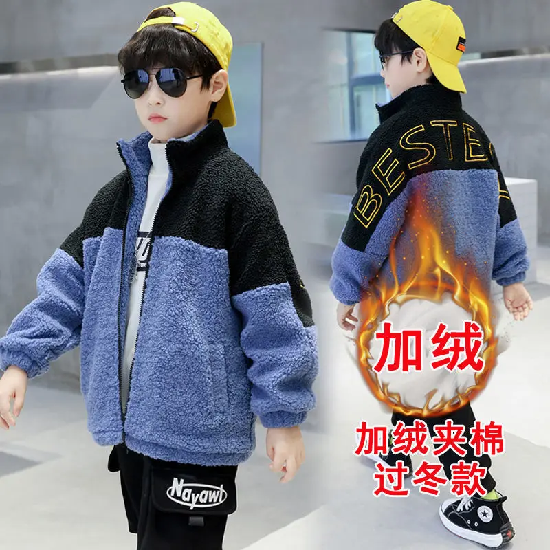 

Boys Kids Coat Jacket Overcoat Cotton 2023 Plaid Warm Plus Thicken Winter Plus Size Children's Clothing