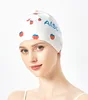 Cute Fruit Women Swimming Caps Waterproof High Elastic Silicone Swim Pool Bathing Hat for Adults Protect Ears Diving Hat 3