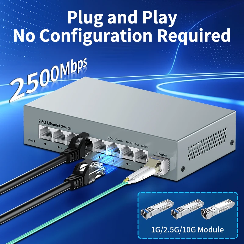 HORACO　10G/2.5G スイッチングハブ Horaco 2.5GBEスイッチ4ポートRJ45 2500Mbpsイーサネット